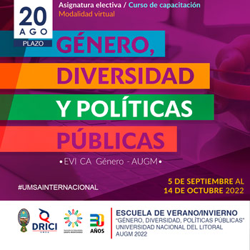 V EDICIÓN DE LA ESCUELA DE VERANO/INVIERNO "GÉNERO, DIVERSIDAD Y POLÍTICAS PÚBLICAS" - AUGM